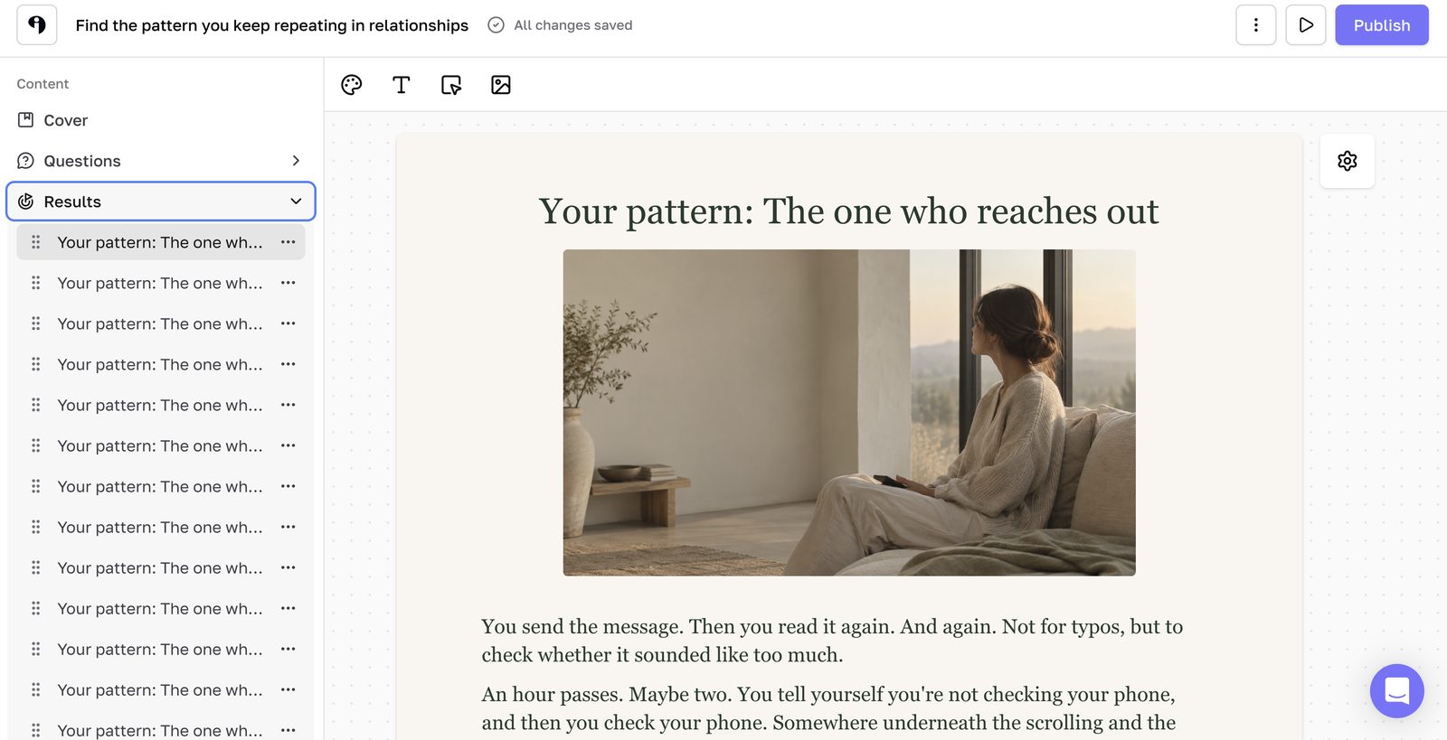 A peek inside 1 of 16 result pages we built for Anastasia.