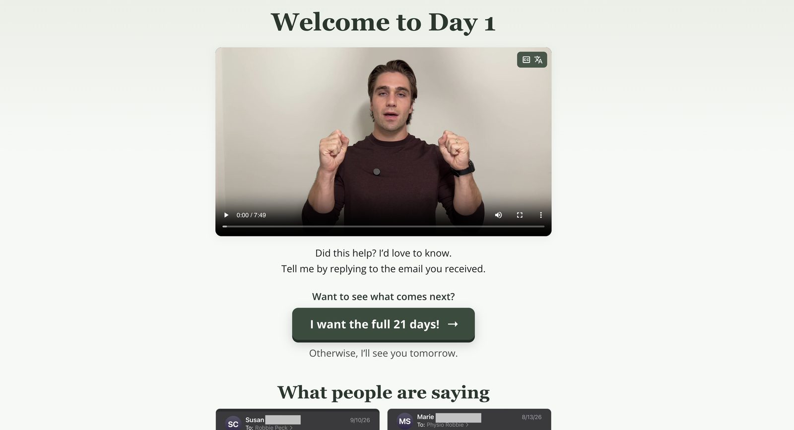 Day 1 of the free 3 Day Hand Challenge, with the next step built in.