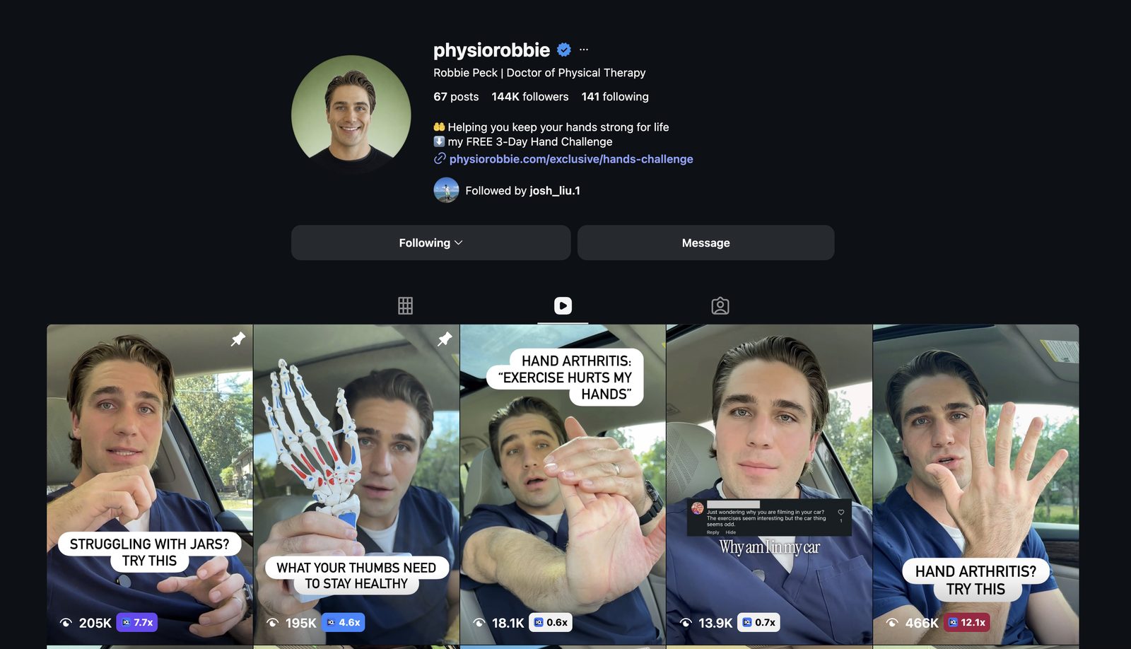 Robbie's Instagram today, with the free challenge in his bio.